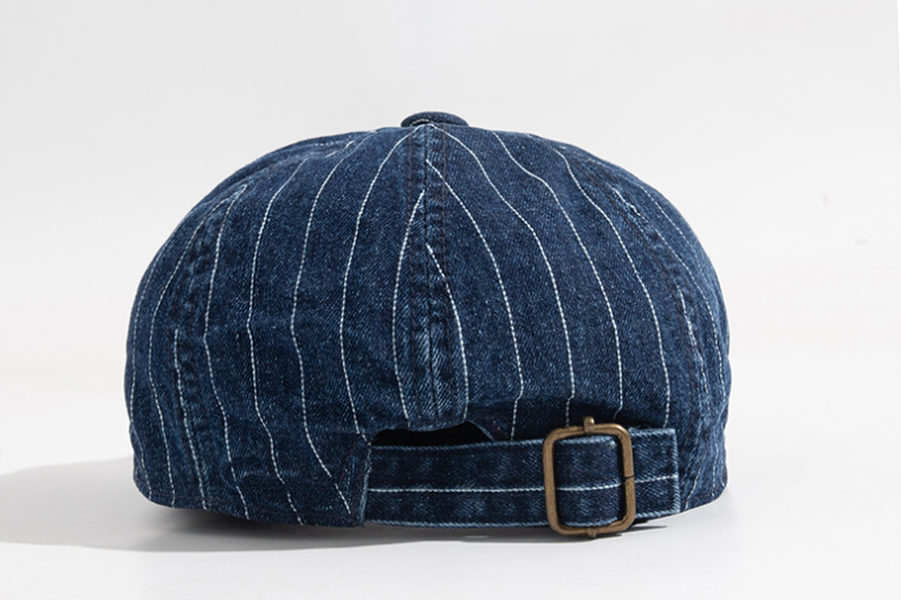 Japanese Retro Washed Denim Casual Striped Cap Women - Minihomy