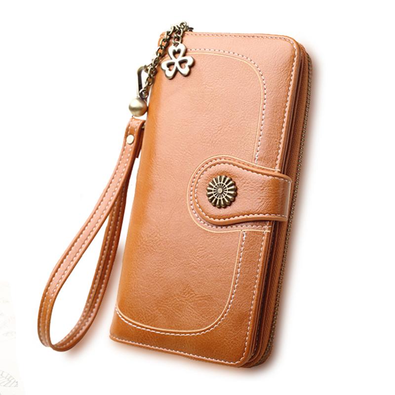 Split Leather Long Wallet for Women