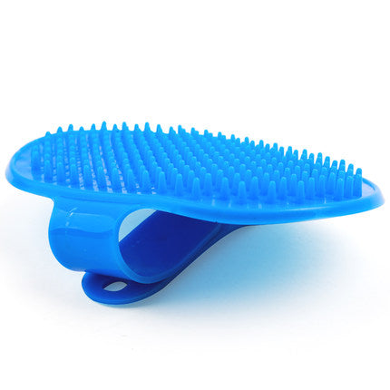 Elliptical Dog Bath Brush, Plastic, TPR Grooming Brush for Loose Hair Removal - Minihomy