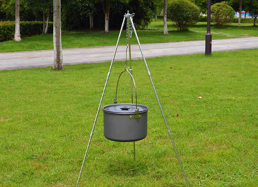 Compatible with Apple, Camping outdoor campfire tripod hanging pot picnic fire bracket aluminum alloy tripod camping supplies - Minihomy