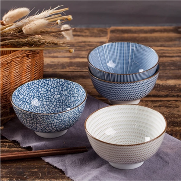 Japanese Inspired Porcelain Bowls (4-Set) - Minihomy