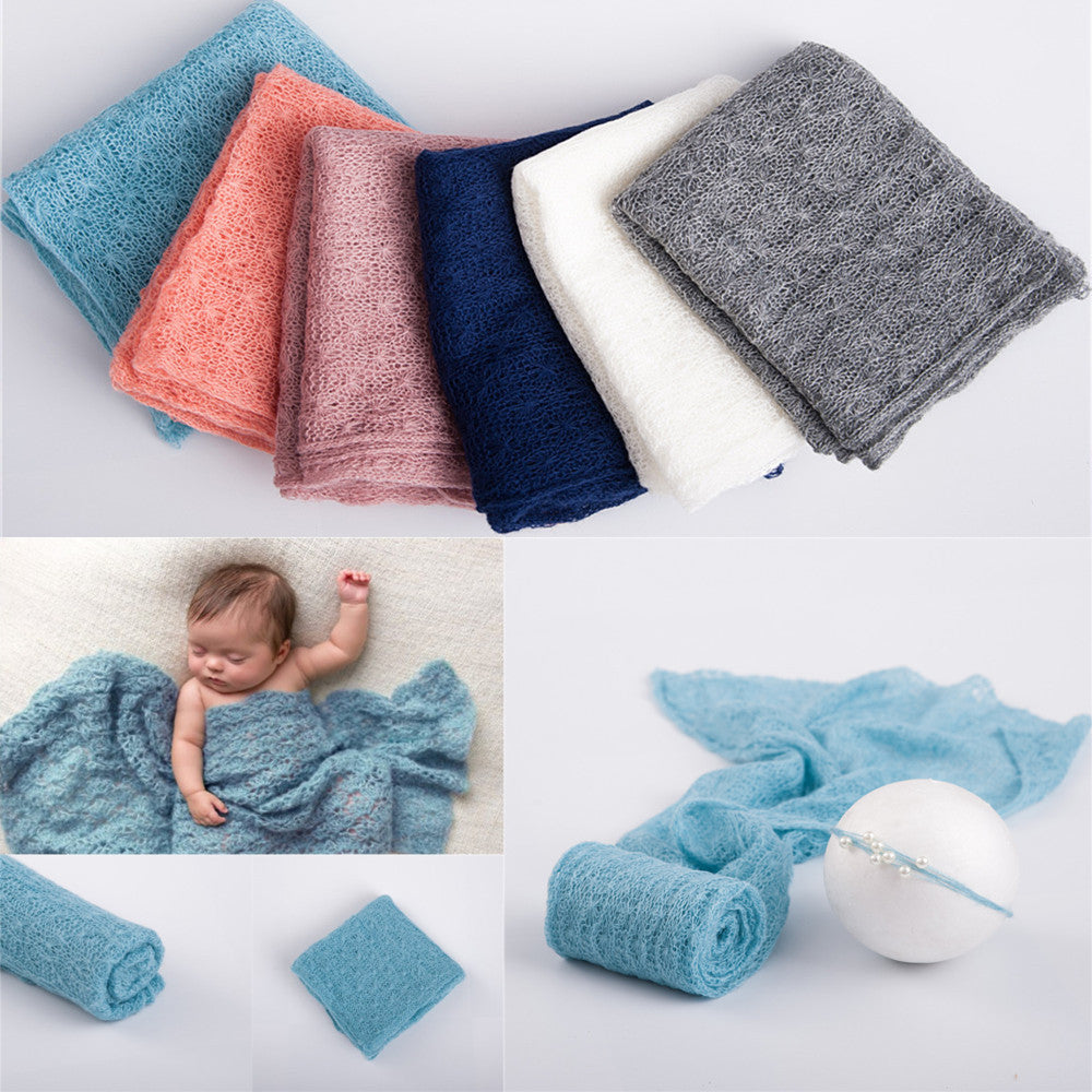 Newborn Photography Props Wrap Soft Mohair Knitted Baby Blanket