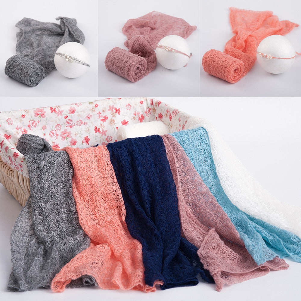 Newborn Photography Props Wrap Soft Mohair Knitted Baby Blanket