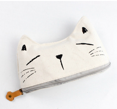 Korea style creative cartoon pencil pouch canvas pencil case  student big size pencil case - Minihomy