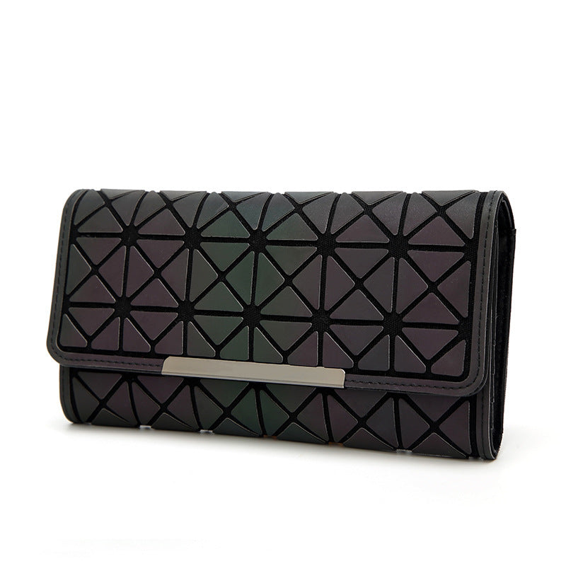 Geometry Three Folds Luminous Long Wallet Card Holder Carteira