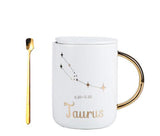 12 constellation roasted flower ceramic mug gift spoon - Minihomy