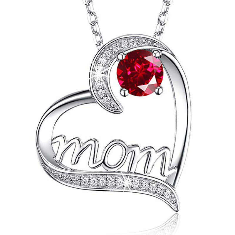 MOM Heart Claw Necklace with Zircon - Minihomy