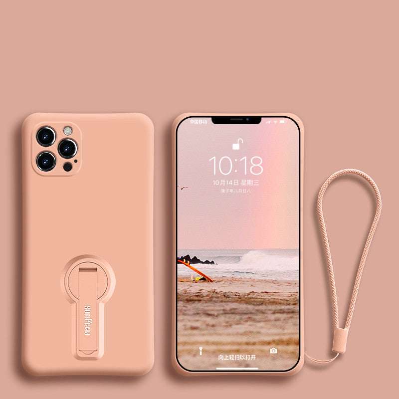 Liquid Silicone Anti-drop Phone Case with Bracket and Lanyard - Minihomy