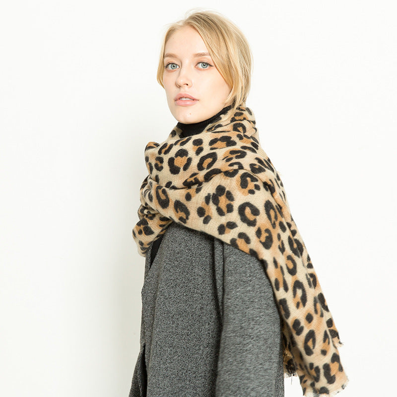 Leopard-Print Cashmere Women's Scarf Shawl: Unleash Your Wild Elegance