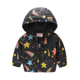 Hooded jacket with print pattern for kids