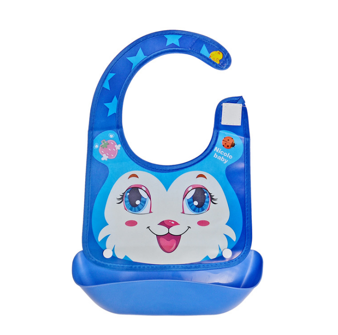 Cartoon baby PVC three-dimensional bib Increase baby bib Waterproof silicone children's dinner pocket