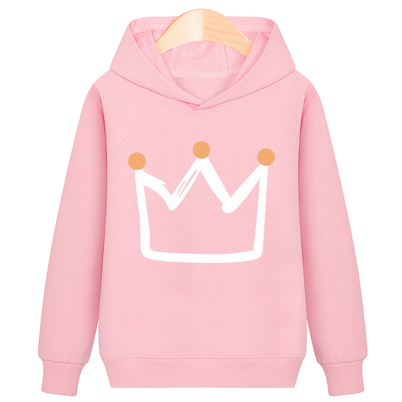 Crown hooded plus velvet sweatshirt - Minihomy