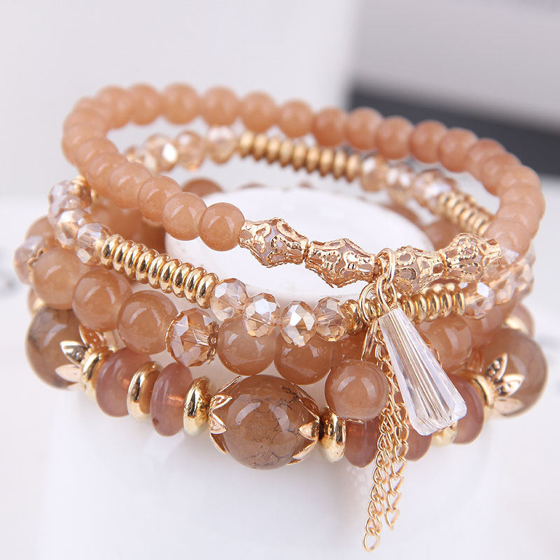 Bohemian Multilayer Multicolor Acrylic Beads Bracelet Ethnic Strands Bracelets Bangles For Women Gift