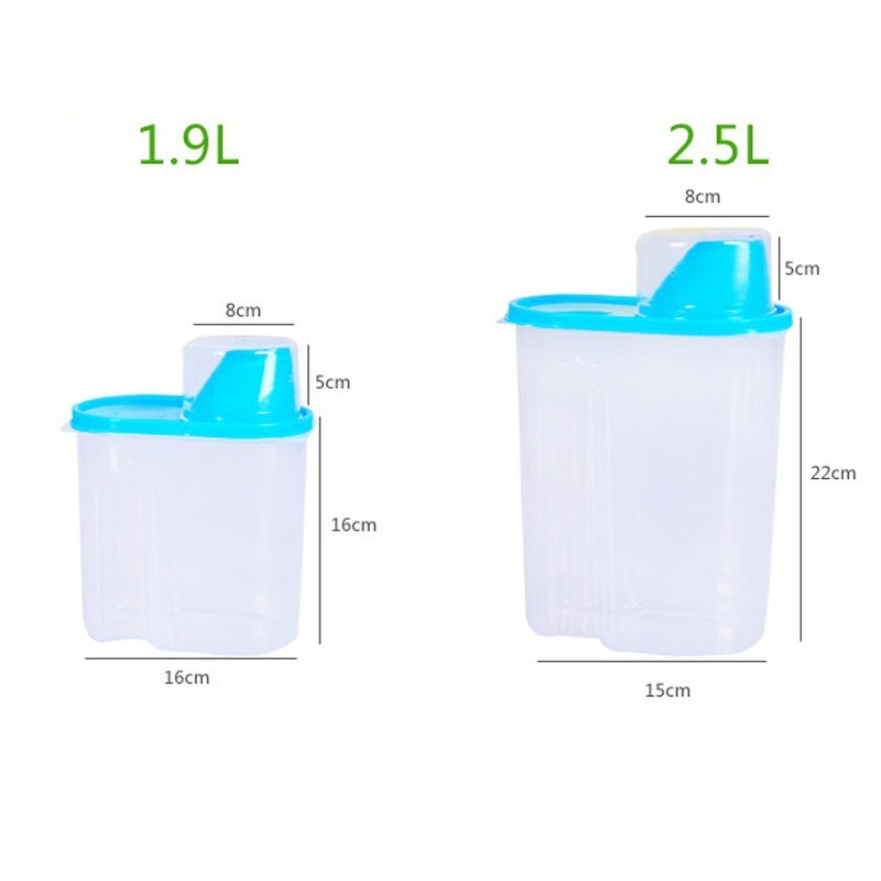 Plastic sealed tank kitchen large food storage tank five grain canisters with covered collection box - Minihomy