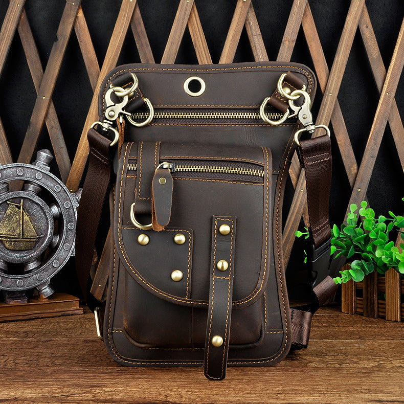 Genuine Leather Multipurpose Men Travel Mochila Crossbody Messenger Bag