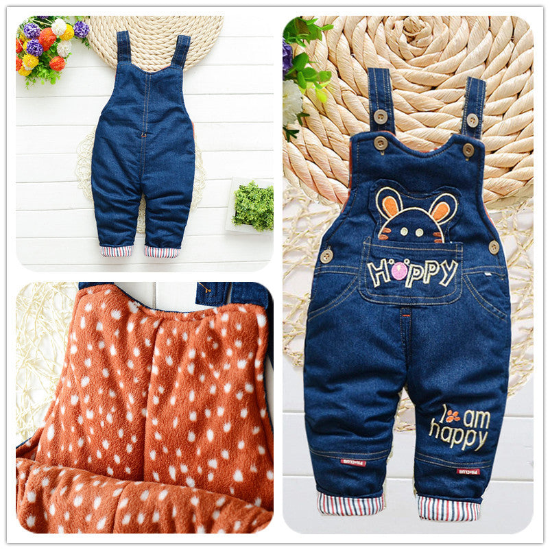 Infant Jeans Little Kids Cartoon Cute Suspenders Toldder Causal Trousers