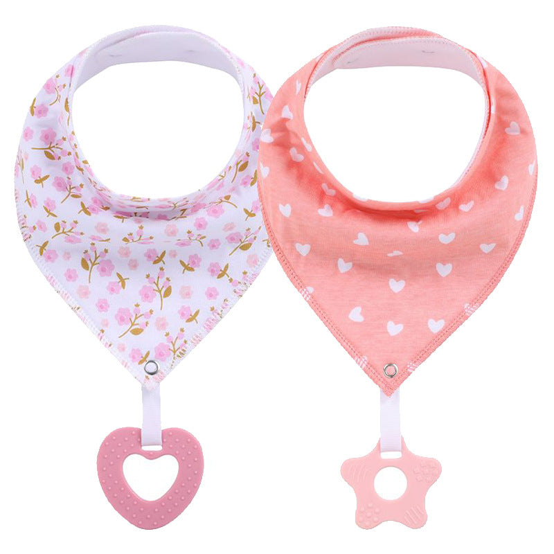 Baby Teether Triangle Baby Bandana Drool Bibs and Teeth Toys - Minihomy