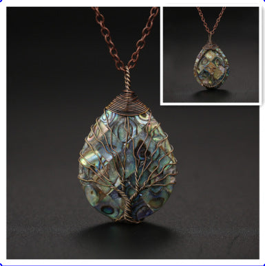 Natural color shellfish abalone shell winding necklace - Minihomy