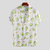 Shirt Hawaiian Short Sleeve Shirts Men Summer Casual Avocado Printed Shirts