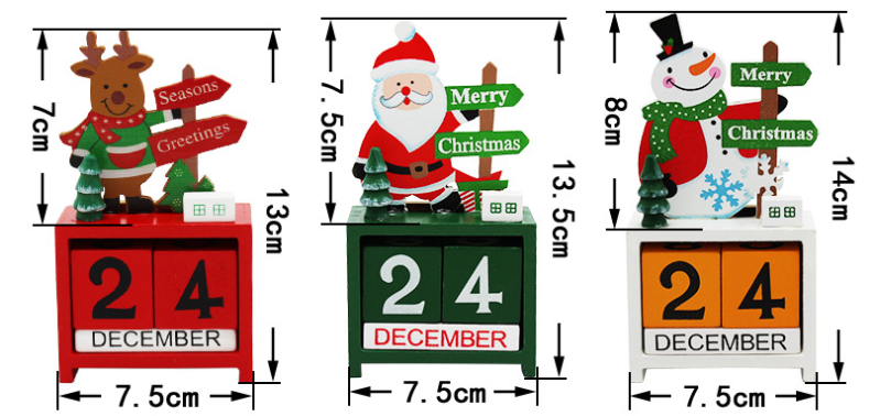 Christmas wooden calendar ornaments - Minihomy