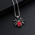 Mens Punk Vintage Retro Black Widow Spider Pendant Necklace Gothic Red Large Crystal Male Biker Goth Jewelry Necklace Men - Minihomy