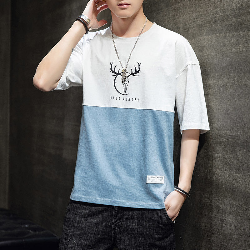 Loose casual half sleeve T-shirt men - Minihomy