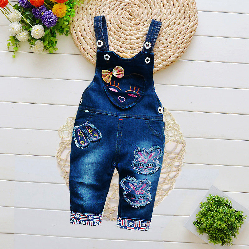 Infant Jeans Little Kids Cartoon Cute Suspenders Toldder Causal Trousers - Minihomy