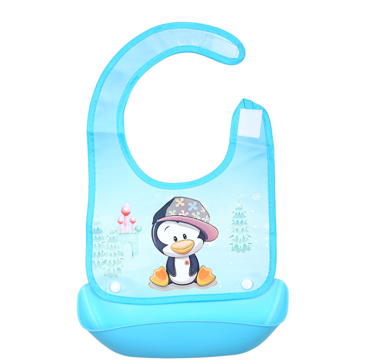 Cartoon baby PVC three-dimensional bib Increase baby bib Waterproof silicone children's dinner pocket