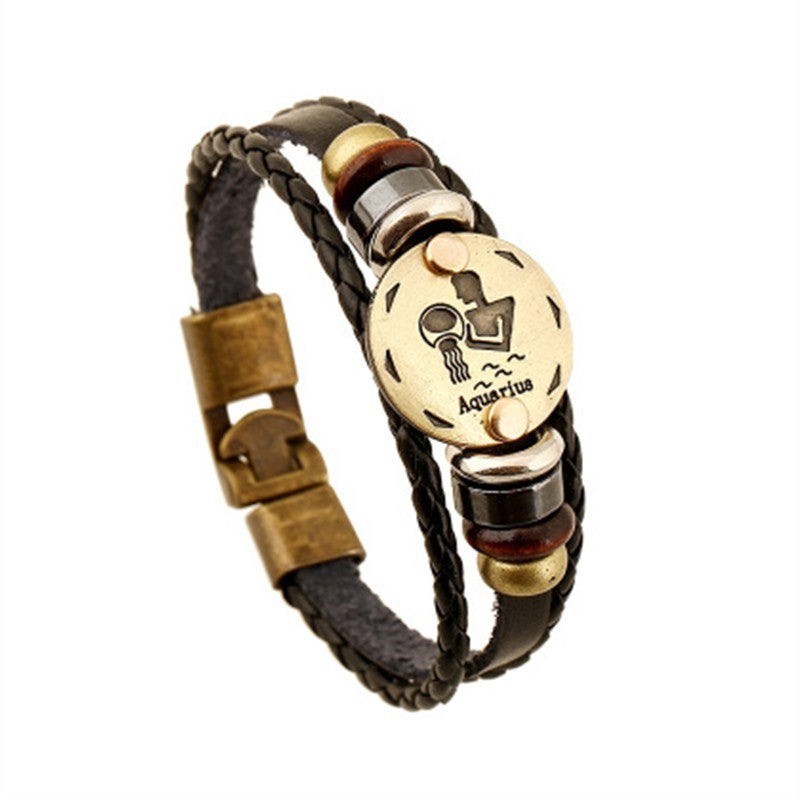 Twelve Constellation Cowhide Bracelet