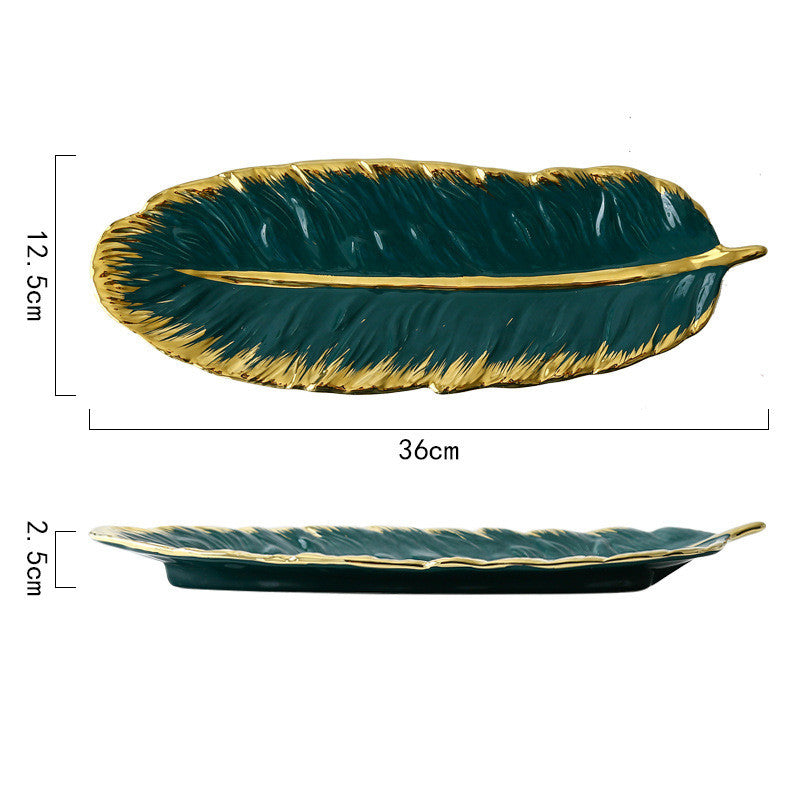 Key Plate Porch Leaf Ornaments Dinner Plate Tray Ceramic - Minihomy