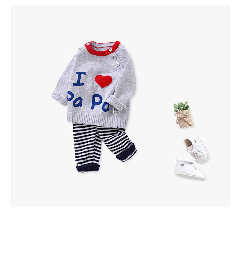 Baby Sweater Suit Baby Jacket Thick Line Suit - Minihomy