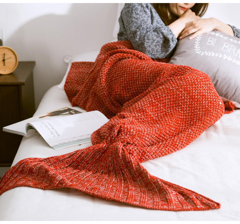 Mermaid Tail Blanket Knitted Crochet for Adult Childern Super Soft Sleeping Blankets