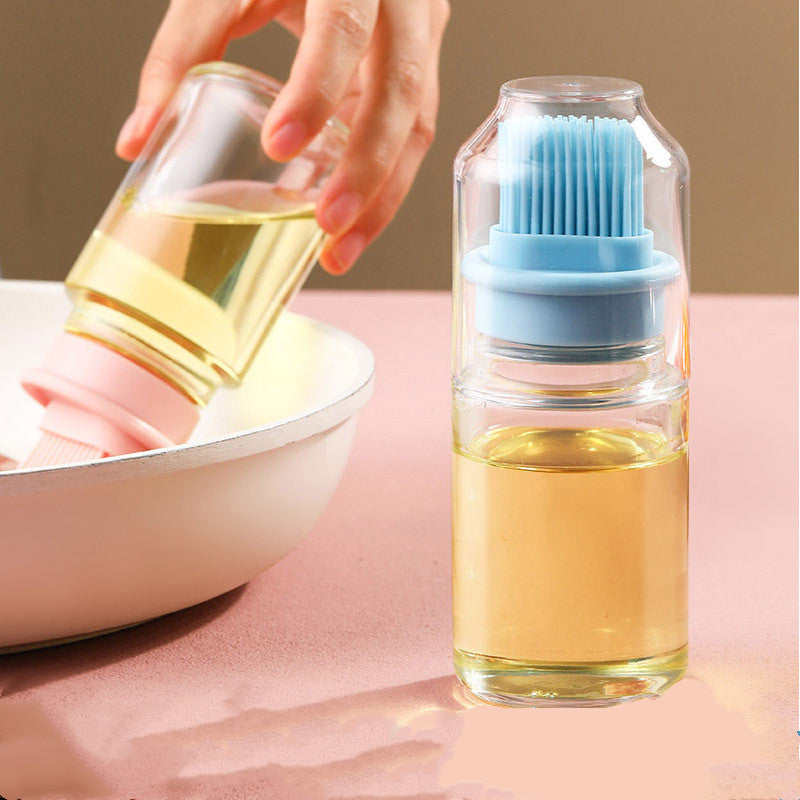 Portable Oil Bottle with Brush Silicone Barbecue Liquid Gadgets High-temperature Kitchen Baking Pastry Barbecue BBQ Tool - Minihomy