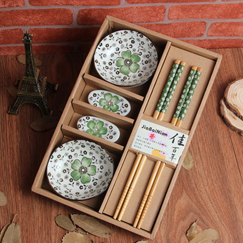 Japanese Ceramic Plate Chopsticks Tableware Set - Minihomy