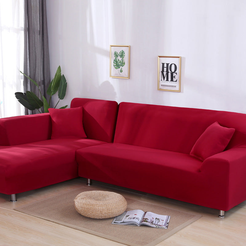L-Shaped Sofa Solid Color High Elastic All-Inclusive Sofa Cover