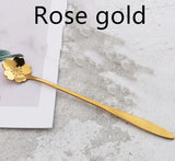 Teaspoons Rose Shaped Flower Stainless Steel Kitchen Tableware Handle Cutlery Mini Dessert Tea Dining Spoon For Snacks