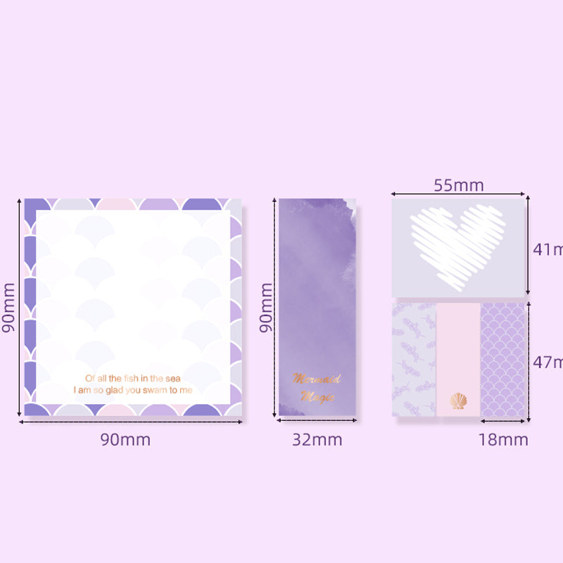 Purple Mermaid Series Memo Pads 6 Sets