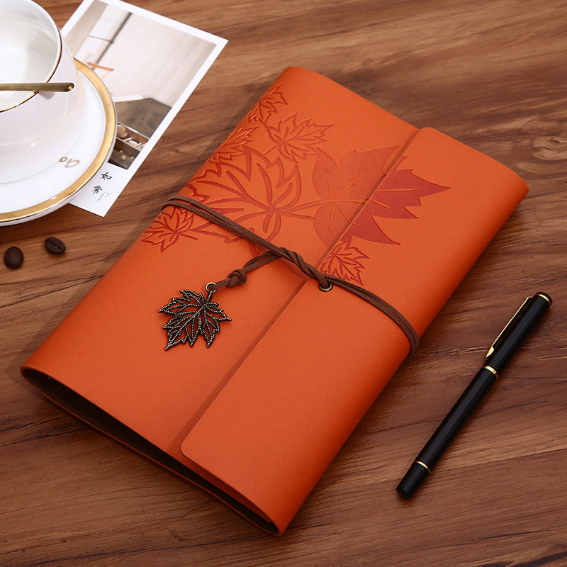 Strap Retro Hand Ledger Discoloration imitation leather Leaf Book