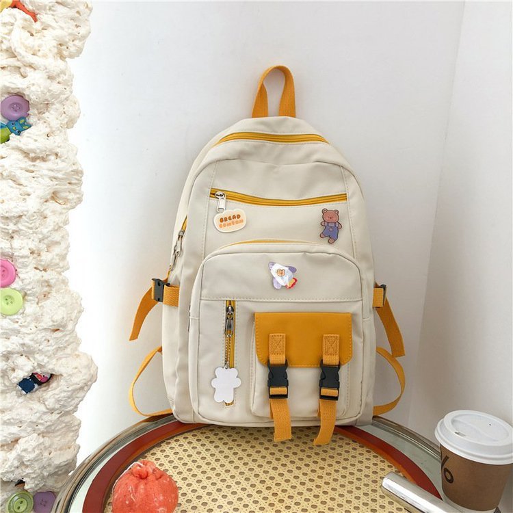 Campus Small Fresh And Cute Girl Student Color Matching Backpack Japanese Vintage School Bag - Minihomy