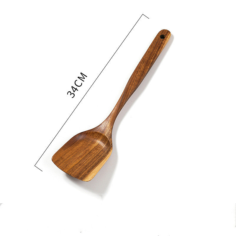 Teak Unlacquered Solid Wood Spatula Non-Stick Wok Stir-Fry Spatula