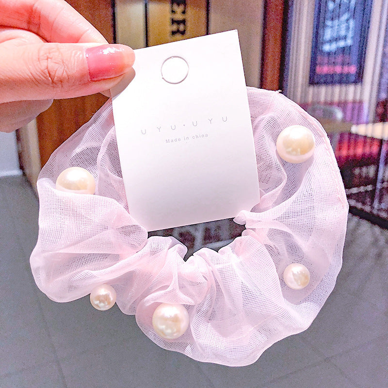 Mesh Pearl Large Intestine Hair Tie