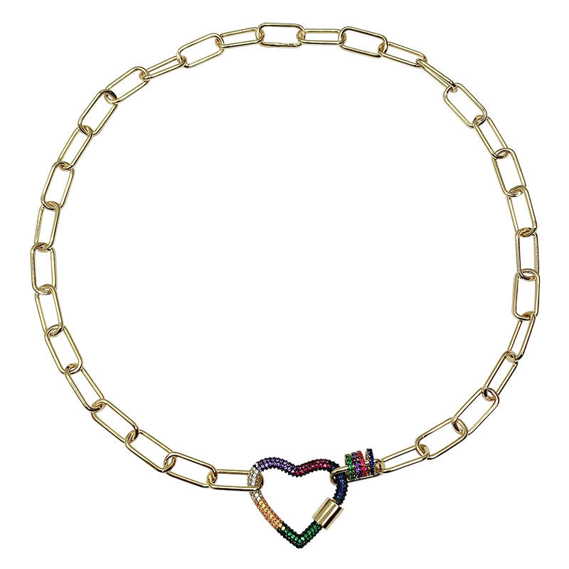 Rainbow Love Clavicle Chain Female Interlocking Love Chain