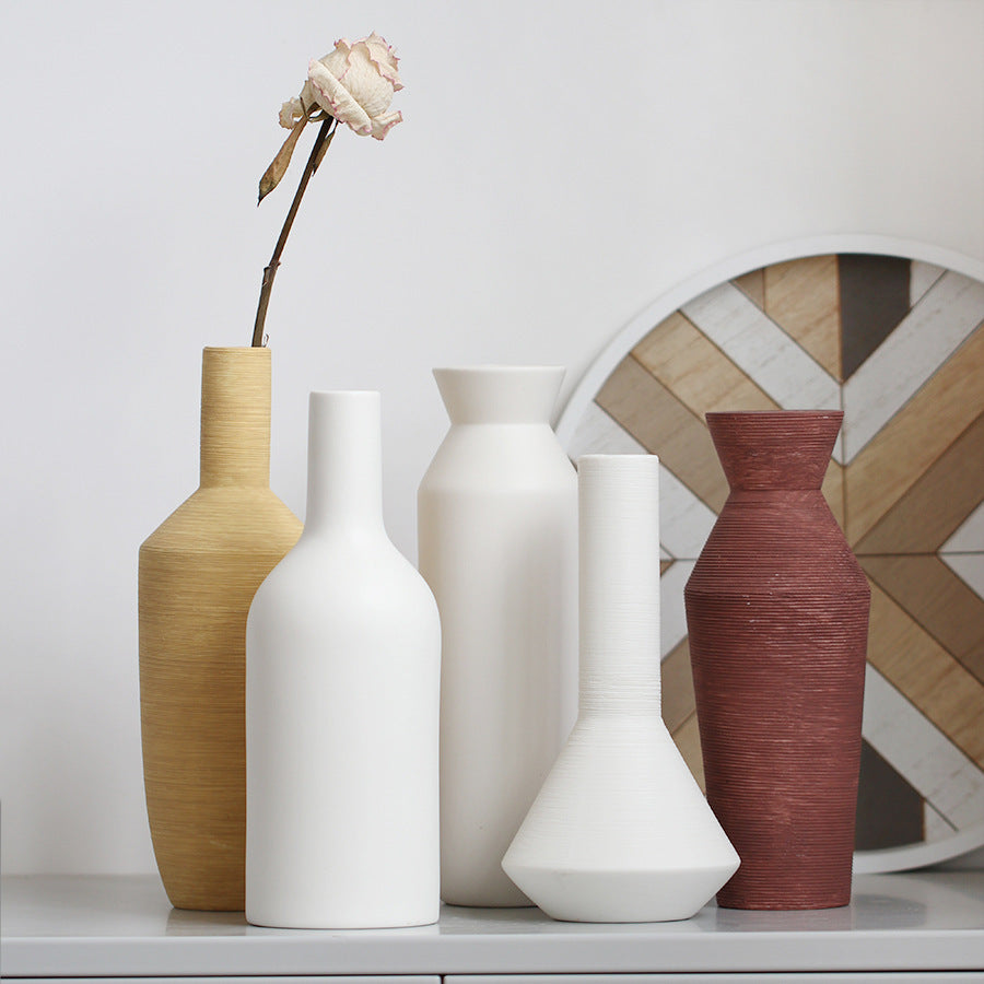 Ceramic Vase Brushed Nordic Modern Minimalist - Minihomy