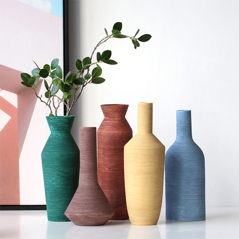 Ceramic Vase Brushed Nordic Modern Minimalist - Minihomy