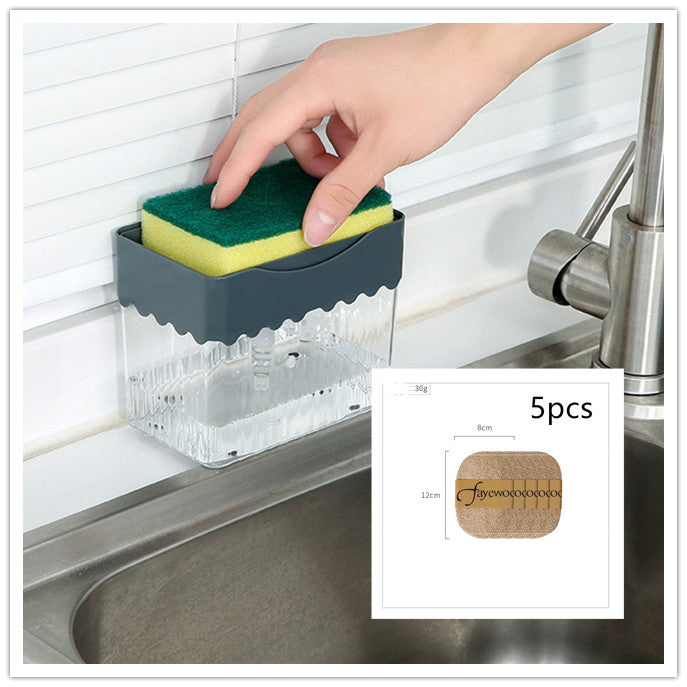 2-in-1 Soap Dispenser Sponge Caddy Push-type Liquid Box Detergent Automatic Dosing Box - Minihomy