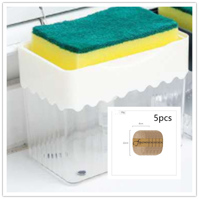 2-in-1 Soap Dispenser Sponge Caddy Push-type Liquid Box Detergent Automatic Dosing Box