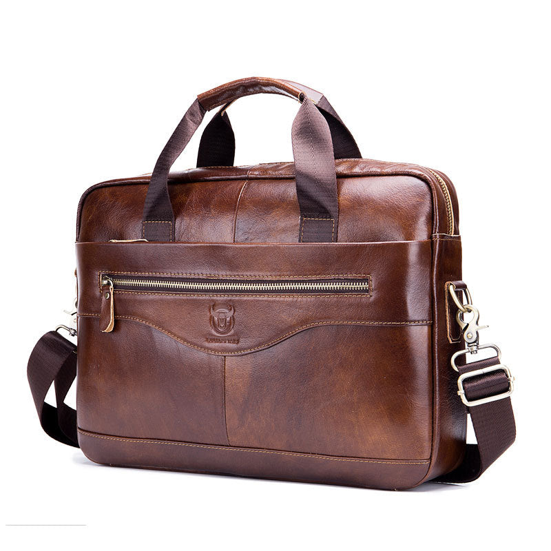 Leather Goods Laptop Computer Briefcase Men's Leather Shoulder Messenger Bag