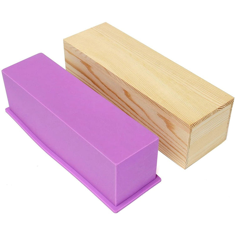 Rectangle Silicone Soap Mold Wood Box DIY Tool Toast Loaf Cu