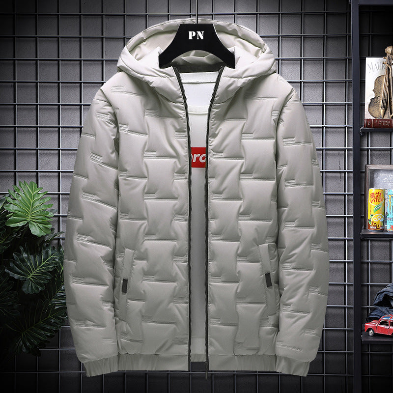 Men's Jacket Short Warm Hooded Cotton Jacket Men - Minihomy