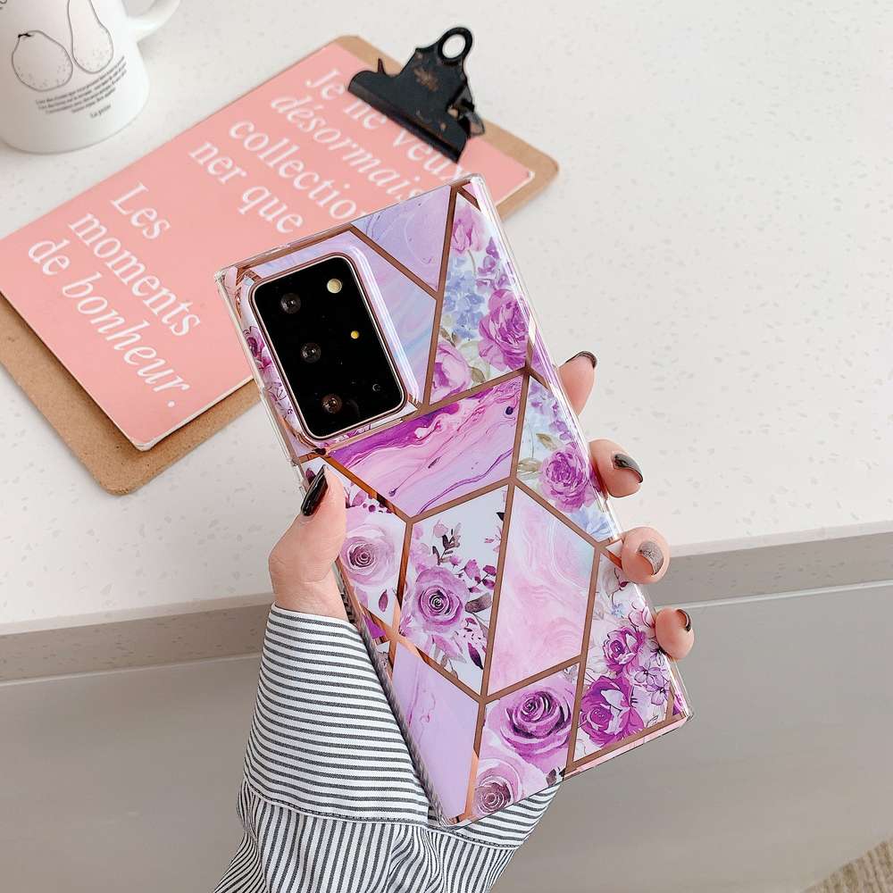 Marble Mosaic Rhombus Flower Silicone Phone Case - Minihomy